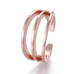 Розовое Золото Регулируемые тройные латунные кольца на носке, открытые манжеты, открытые кольца, розовое золото , размер США 3 (14 мм)