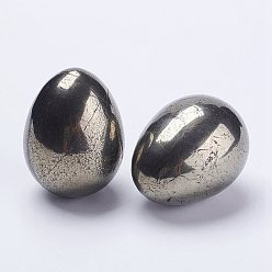Pyrite Pierre d'œuf de pyrite naturelle, Pierre de palmier de poche pour le soulagement de l'anxiété, la méditation, le décor de Pâques, 40x30mm