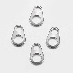 Stainless Steel Color 201 Stainless Steel Chain Tabs, Chain Extender Connectors, Oval, Stainless Steel Color, 6x4x0.5mm, Hole: 1.5mm and 2.5mm