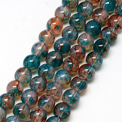 Cyan Foncé Cuisson perles de verre peintes brins, imitation opalite, ronde, dark cyan, 6mm, Trou: 1.3~1.6mm, Environ 133 pcs/chapelet, 31.4 pouce