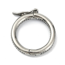 Antique Silver Tibetan Style 316 Surgical Stainless Steel Twister Clasps, Ring, Antique Silver, 28x3.3mm