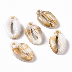 BurlyWood Acrylic Pendants, Imitation Gemstone Style, Shell, BurlyWood, 23.5x14.5x5mm, Hole: 2mm, about 724pcs/500g