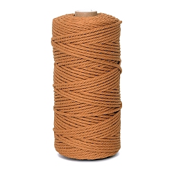 Goldenrod 100M Round Cotton Braided Cord, for DIY Handmade Tassel Embroidery Craft, Goldenrod, 3mm, about 109.36 Yards(100m)/Roll