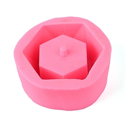 Hot Pink 3D Hexagon Flower Pot Food Grade Silicone Mold, Ceramic Cement Clay Mold, for DIY Succulent Plant Resin Casting Making, Hot Pink, 130x58mm, Inner Diameter: 113x50mm