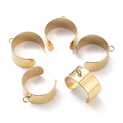 Golden Stainless Steel Open Cuff Finger Ring Components, Loop Ring Base, Golden, US Size 8 1/2(18.5mm), 10mm, Hole: 2.4mm