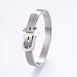 Stainless Steel Color 304 Stainless Steel Bangles, Stainless Steel Color, 1-7/8 inch(4.8cm)~2 inch(5cm)x2-3/8 inch(6.2cm)~2-3/4 inch(7cm), 8~15mm
