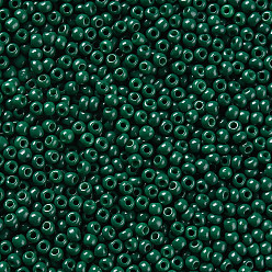 Verde azulado 11/0 calificar unas cuentas redondas de semillas de vidrio, pintura para hornear, cerceta, 2.3x1.5 mm, agujero: 1 mm, sobre 48500 unidades / libra