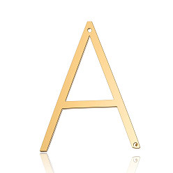 Letter A 201 Stainless Steel Links connectors, Letter, Golden, Letter.A, 37x28x1mm, Hole: 1mm