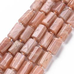 Sunstone Natural Sunstone Beads Strands, Faceted, Column, 8~11x6~8x5~7mm, Hole: 1mm, about 15~17pcs/strand, 7.28~7.48 inch