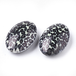 Noir Perles acryliques imprimées, ovale, noir, 27.5x19x9mm, trou: 1.8 mm, environ 183 pcs / 500 g