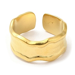 Real 18K Gold Plated 304 Stainless Steel Open Cuff Rings, Golden, US Size 6 1/4(16.7mm)
