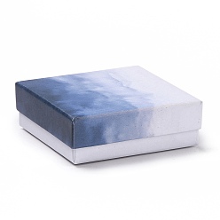 Blue Gradient Color Cardboard Gift Boxes, with Sponge Inside, Square, Blue & White, 9.2x9.2x3.2cm, 86x86mm Inner Diameter, Depth: 29mm