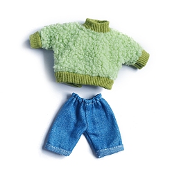 Vert Clair Vêtements de poupée en cellucotton, 12~16cm tenue de poupée bjd fille, sweat à capuche et pantalon pour l'hiver, vert clair, Emballage: 250x160mm