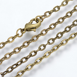 Bronze Antique Fabrication de collier de chaînes de câble de fer, avec fermoirs mousquetons, non soudée, bronze antique, 27.5 pouce (70 cm)