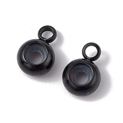 Electrophoresis Black 202 Stainless Steel Tube Bails, Loop Bails, with Rubber Inside, Rondelle, Bail Beads, Slider Stopper Beads, with 304 Stainless Steel Loop Rings, Electrophoresis Black, 8.7x5.7x3.3mm, Hole: 1.8mm and 2mm
