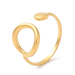 Real 18K Gold Plated 304 Stainless Steel Hollow Ring Open Cuff Rings for Women, Real 18K Gold Plated, US Size 9(18.9mm)