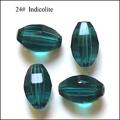 Cyan Oscuro Imitación perlas de cristal austriaco, aaa grado, facetados, oval, cian oscuro, 8x11 mm, agujero: 0.9~1 mm