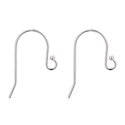 Silver 925 Sterling Silver Earring Hooks, Silver, 20x11mm, Hole: 1.5mm, 24 Gauge, Pin: 0.7mm