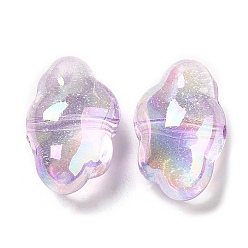 Prune Placage uv perles acryliques irisées arc-en-ciel transparentes, nuage, prune, 26x17x13mm, Trou: 2.1mm