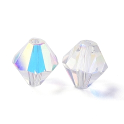 Clair AB Imitations de perles de cristal autrichien, grade de aaa, facette, Toupie, clair ab, 6x6mm, Trou: 0.7~0.9mm