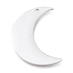 Stainless Steel Color 304 Stainless Steel Pendants, Manual Polishing, Laser Cut, Moon, Crescent, Stainless Steel Color, 22.5x16.5x0.8mm, Hole: 1.2mm