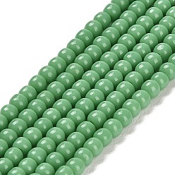 Green Imitation Jade Glass Beads Strands, Round, Green, 2~2.5mm, Hole: 0.6mm, about 173~180pcs/strand, 14.57''~14.84''(37~37.7cm)