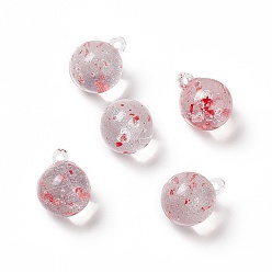 Roja Colgantes de esfera de acrílico transparente, con flores secas, encantos redondos, rojo, 20x16 mm, agujero: 1.8 mm, 200 unidades / 500 g