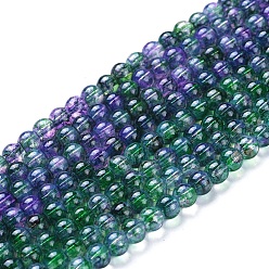 Green Baking Painted Glass Beads Strands, Imitation Opalite, Round, Green, 6mm, Hole: 1.3~1.6mm, about 133pcs/strand, 31.4 inch