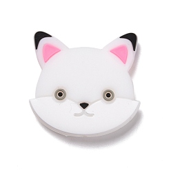 White Silicone Focal Beads, Cat, White, 30x31x9mm, Hole: 2.5mm