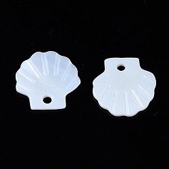 Seashell Color Natural Freshwater Shell Pendants, Shell, Seashell Color, 12.5x12.5x1mm, Hole: 1.6mm