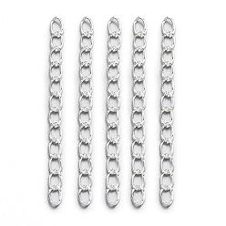 Silver Iron Ends with Twist Chains, Silver, 45~55x3.5mm, Links: 5x3.5x0.8mm