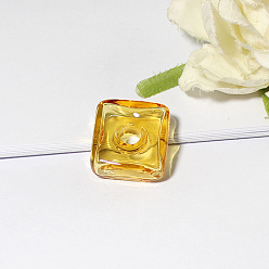 Vara de Oro Colgante de botella de perfume de murano hecho a mano, cuadrado y corazón, vara de oro, 20x20 mm