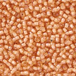 (391) Snowflake Lined Peach Luster Toho perles de rocaille rondes, perles de rocaille japonais, (391) lustre pêche doublé de flocon de neige, 11/0, 2.2mm, Trou: 0.8mm, environ5555 pcs / 50 g