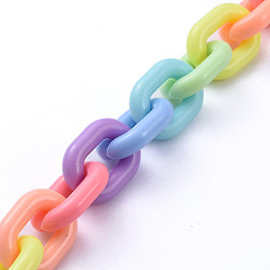 Colorful Handmade Acrylic Cable Chains, Colorful, Links: 19x14x4.5mm, 39.37 inch(1m)/strand