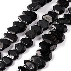 Tourmaline Natural Black Tourmaline Beads Strands, Faceted, Teardrop, 16~30.5x12~21x5mm, Hole: 1mm, about 28~29pcs/strand, 15.75~16.54 inch(40~42cm)
