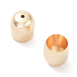 Real 18K Gold Plated Brass Cord Ends, End Caps, Column, Real 18K Gold Plated, 7x6mm, Hole: 0.8mm, Inner Diameter: 5mm