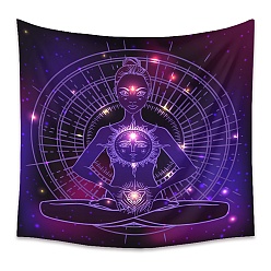 Indigo Yoga Meditation Trippy Polyester Wall Hanging Tapestry, Bohemian Mandala Psychedelic Tapestry for Bedroom Living Room Decoration, Rectangle, Indigo, 1000x1500mm