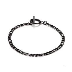 Electrophoresis Black Ионное покрытие (ip) 304 браслеты-цепочки из нержавеющей стали для женщин и мужчин, Фигаро браслеты-цепочки, электрофорез черный, 8 дюйм (20.3 см)