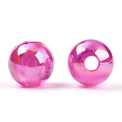 Camellia Transparent Acrylic Beads, AB Colors Plated, Round, Camellia, 6mm, Hole: 1.8mm, about 4800pcs/500g