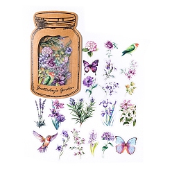 Фиолетовый 60 шт. 20 стили декоративные наклейки с цветами и бабочками для домашних животных, для скрапбукинга, дневник путешествий, фиолетовые, упаковка: 140x75мм, 3 шт / стиль