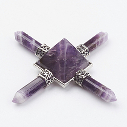 Amethyst Natural Amethyst Pyramid Energy Generator, Healing Stone Point Four Directions Decoration, for Reiki Balancing Meditation, 88~94x88~94mm