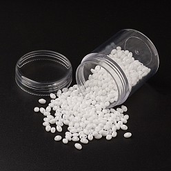 Blanco Perlas de vidrio checo, 2 agujero, colores opacos, blanco, 5x3.5x3 mm, agujero: 0.5 mm, sobre 630 unidades / caja