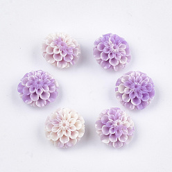 Pourpre Moyen Perles de corail synthétiques, teint, fleur de lotus, support violet, 15x16x9.5mm, Trou: 1.4mm