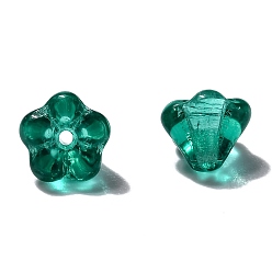 Green Transparent Czech Glass Beads, Flower, Green, 6.5x5mm, Hole: 0.8mm, about 357~363pcs/bag