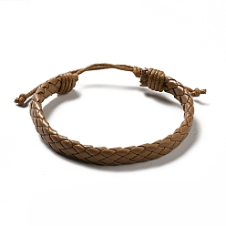 Peru PU Imitation Leather Braided Cord Bracelets for Women, Adjustable Waxed Cord Bracelets, Peru, 3/8 inch(0.9cm), Inner Diameter: 2-3/8~3-1/2 inch(6.1~8.8cm)
