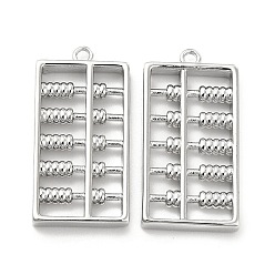 Real Platinum Plated Brass Pendants, Abacus Charm, Real Platinum Plated, 24x12x3mm, Hole: 1.4mm