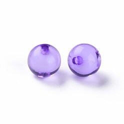 Pourpre Moyen Perles acryliques transparentes, Perle en bourrelet, ronde, support violet, 11.5x11mm, Trou: 2mm, environ520 pcs / 500 g