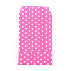 Deep Pink Kraft Paper Bags, No Handles, Storage Bags, White Polka Dot Pattern, Wedding Party Birthday Gift Bag, Deep Pink, 15x8.3x0.02cm