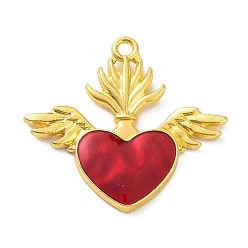 Golden Alloy Enamel Pendants, Golden, Heart with Wing Charm, Golden, 30x33x2.5mm, Hole: 2mm