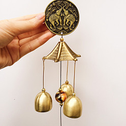 Elephant Alloy Wind Chimes Hanging Ornaments, with Bell, Elephant, 460~490mm